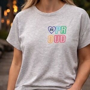 Feeling Proud Womens Pride LGBTQ Graphic T-Shirt Gray Heather Size L